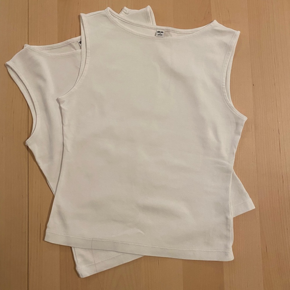 Two Uniqlo Women's White Camisole Top